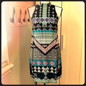 Pattern mock neck dress